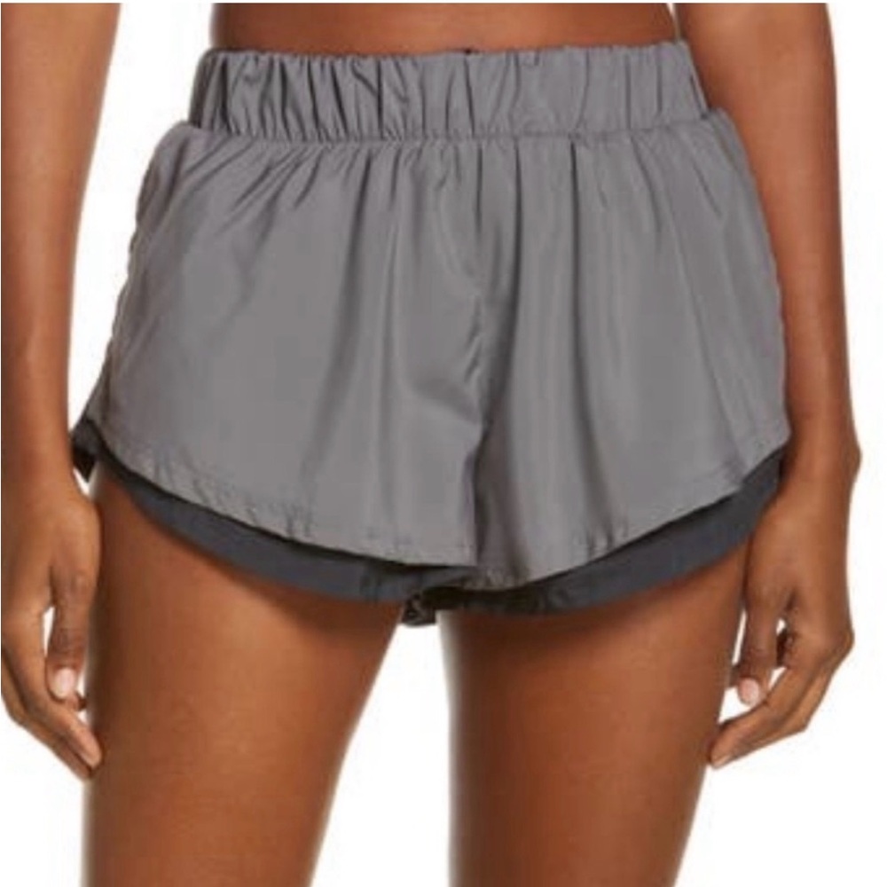 NWT EUC Free People Movement Gray black Athletic Shorts sz small
